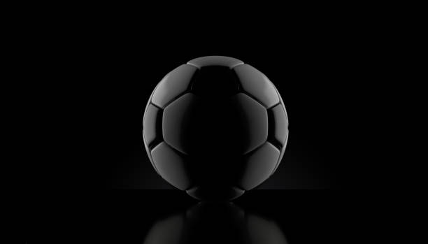 istock Soccer ball on black background 1090565078