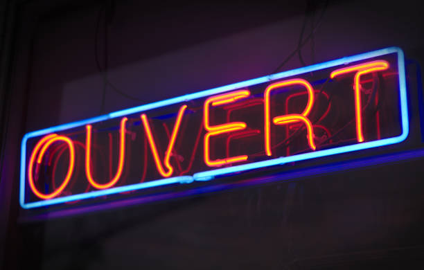 istock french open neon light sign glowing ouvert business advertising 1090568550