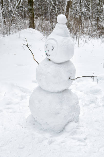 istock Snowman cobbled together by children. 1090571726