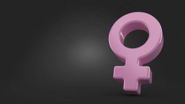 istock Female gender symbol on gray background 1090575232