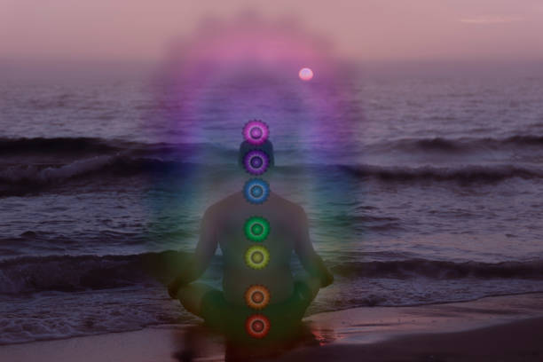 istock Human energy body with aura and chakras 1090575810