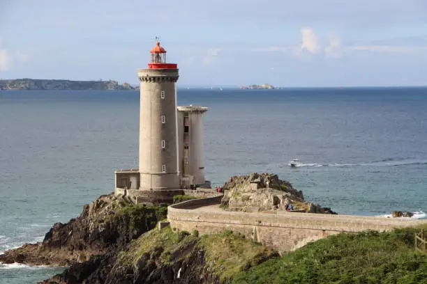 Petit Minou lighthouse and the bridge to access it in Plouzane