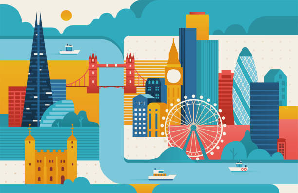 London city illustration. London city illustration. London skyline. Vector flat style illustration. london stock illustrations
