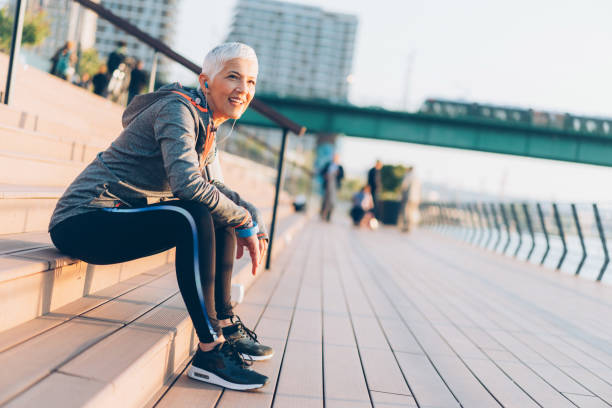 istock Athletic senior woman resting 1090581862