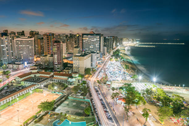 Fortaleza at Night, Brazil Fortaleza with Beach, Weekend Market at Sunset. Nikon D810. Converted from RAW. ceará state brazil stock pictures, royalty-free photos & images
