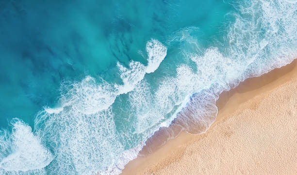 istock Beach and waves from top view. Turquoise water background from top view. Summer seascape from air. Top view from drone. Travel concept and idea 1090598320