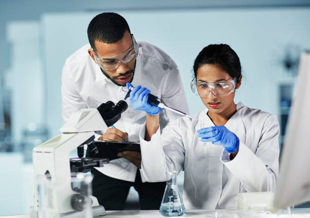 Medical Research Scientist in laboratory stock photo