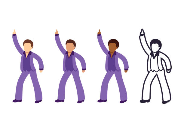 stockillustraties, clipart, cartoons en iconen met disco dansen man - dancing