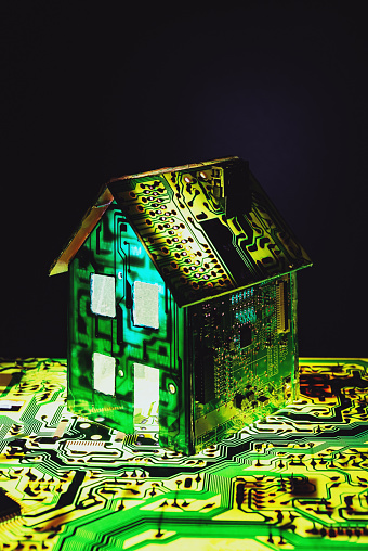 Smart home concept using circuit boards.