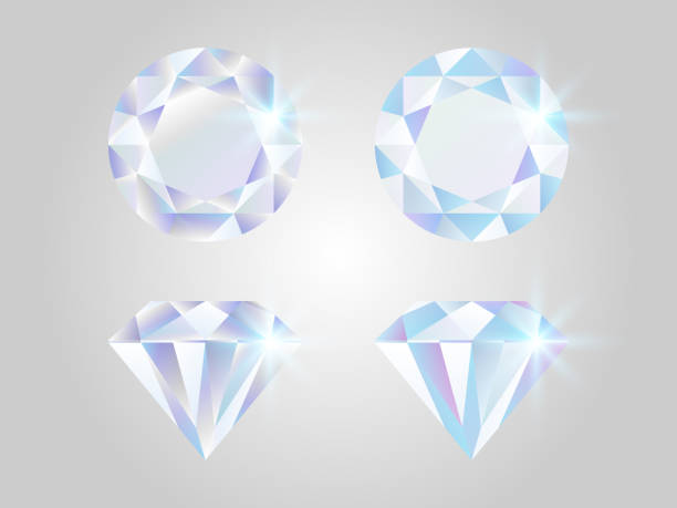 illustrations, cliparts, dessins animés et icônes de jeu de diamant. bijoux réaliste isolé sur fond blanc. vue de dessus de pierres shimmer. éléments de luxe. collection de pierres précieuses qui brille. concept de gemmes colorées. conception de diamant brillant. illustration vectorielle - diamond shaped