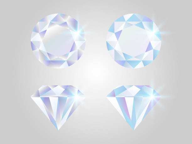 ダイヤモンドを設定します。現実的な宝石は、白い背景で隔離。キラキラ石平面図です。高級要素。輝く宝石のコレクションです。カラフルな宝石のコンセプトです。光沢のあるダイヤモン� - diamond点のイラスト素材／クリップアート素材／マンガ素材／アイコン素材