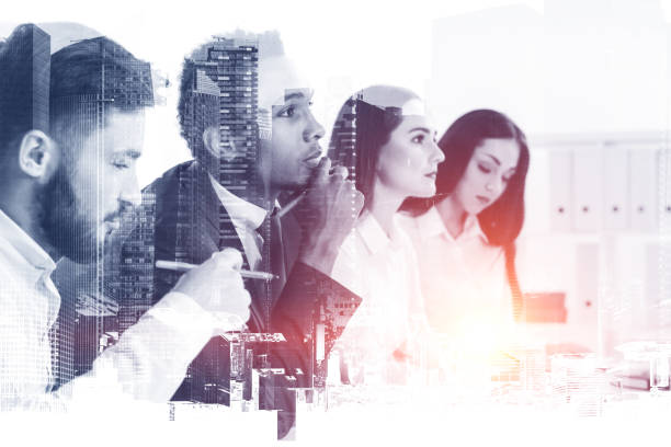 istock Brainstorming business team in gray city 1090608662