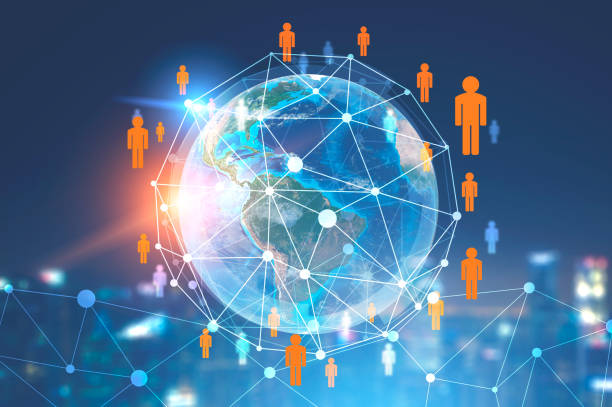 istock Global people network, night city 1090608896
