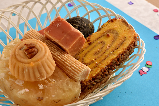 traditional sweets from Mexico with nuts, pine nuts and figs