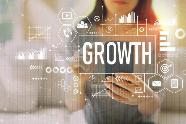 istock Growth with woman using a smartphone 1090652228