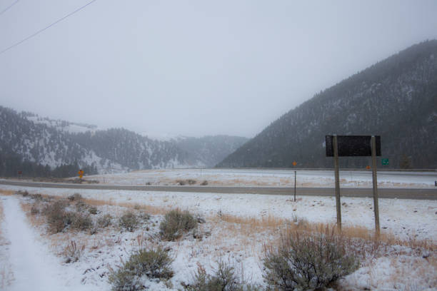 istock Snowy Highway and Mountain 1090660572