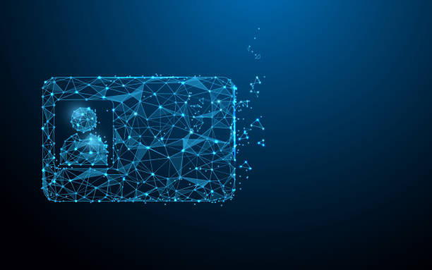 ilustraciones, imágenes clip art, dibujos animados e iconos de stock de tarjeta de identificación inteligente formar líneas, triángulos y partícula estilo diseño. vector ilustración - reconocimiento