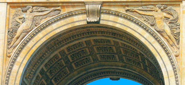 istock Arc de Triomphe architecture ornate details front view – Paris, France 1090684292