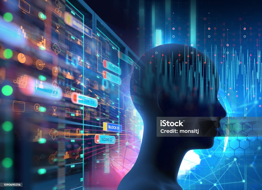 Server Room 3d Illustration With Programming Data Design Element Stock ...