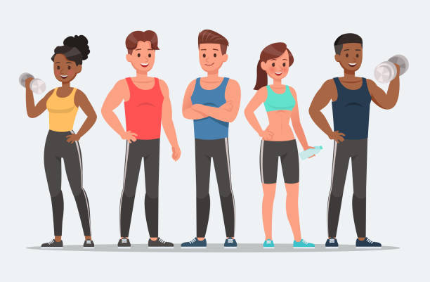 illustrations, cliparts, dessins animés et icônes de jeu de caractères de fitness vector design - women health backgrounds people lifestyle