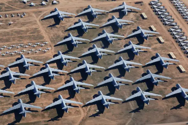 Today, surplus U.S. military planes are stored in the largest airplane boneyard in the world, operated by the 309th Aerospace Maintenance and Regeneration Group AMARG at Davis-Monthan Air Force Base in Tucson, Arizona