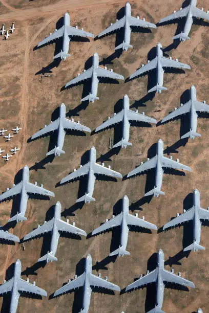 Today, surplus U.S. military planes are stored in the largest airplane boneyard in the world, operated by the 309th Aerospace Maintenance and Regeneration Group AMARG at Davis-Monthan Air Force Base in Tucson, Arizona