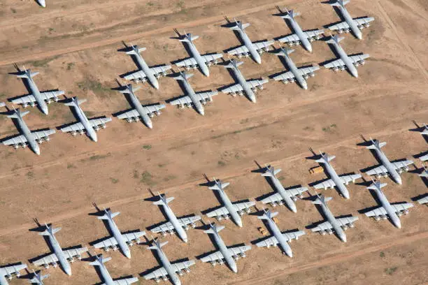 Today, surplus U.S. military planes are stored in the largest airplane boneyard in the world, operated by the 309th Aerospace Maintenance and Regeneration Group AMARG at Davis-Monthan Air Force Base in Tucson, Arizona