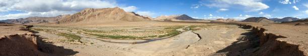 istock Pamir mountains in Tajikistan, river valley, panorama 1090709642