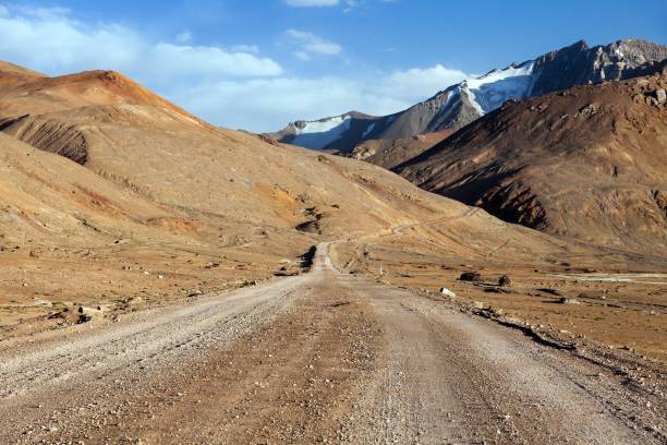 pamir highway ou pamirskij trakt estrada no tajiquistão - pamirs - fotografias e filmes do acervo
