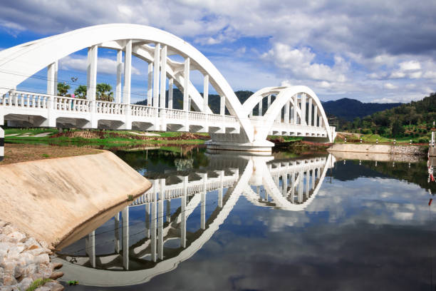 istock Beautiful white bridge For the railway pass 1090720342