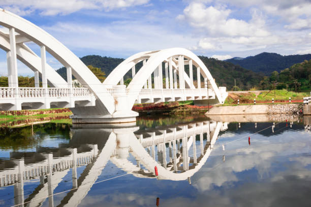 istock Beautiful white bridge For the railway pass 1090720400