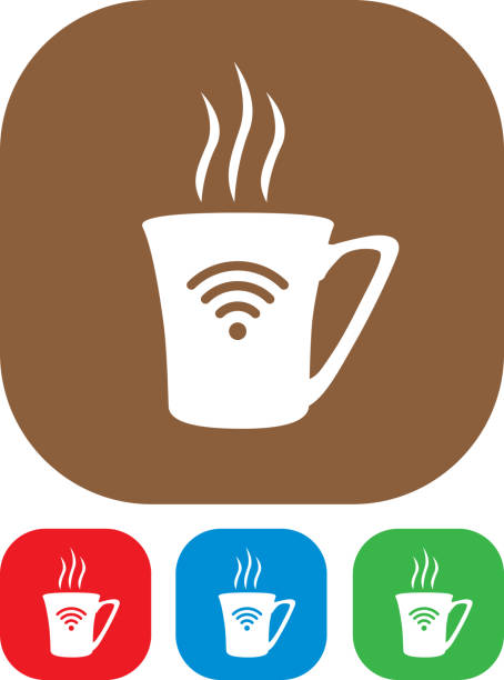 wifi 커피 아이콘 b - connection usa coffee cup mug stock illustrations