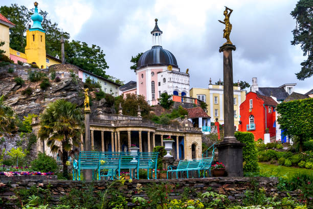 Village of Portmeirion in North Wales, UK. Holiday resort village of Portmeirion, North Wales, UK. portmeirion stock pictures, royalty-free photos & images