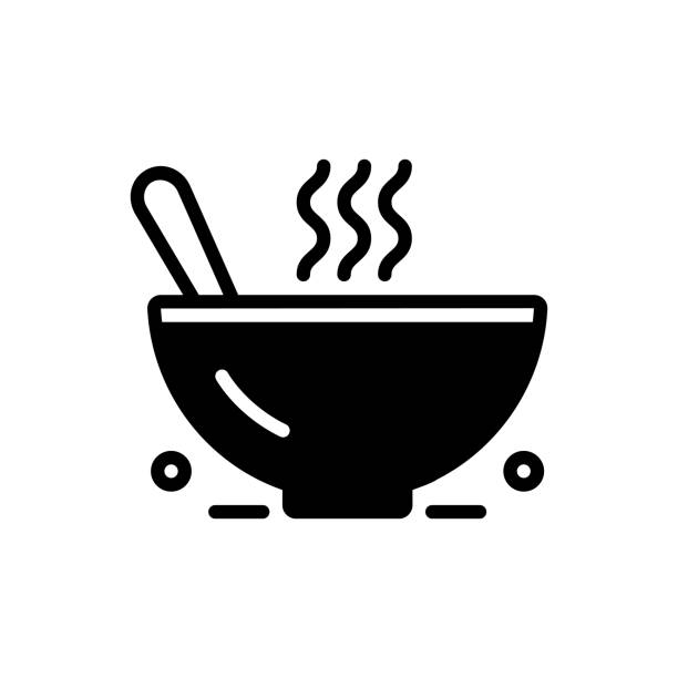 Chowder bowl Icon for chowder, bowl, food, meal, hot, spoon, dish chowder stock illustrations