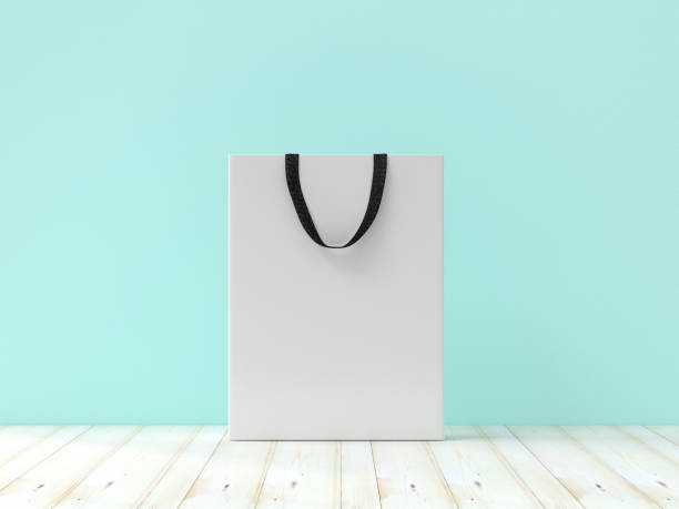 maqueta, bolso de compras - shopping bag white isolated blank fotografías e imágenes de stock