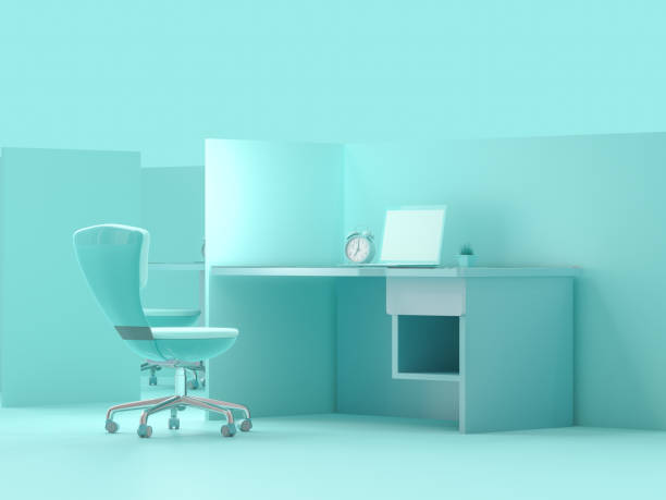 Minimal idea concept. Laptop on work desk in workplace