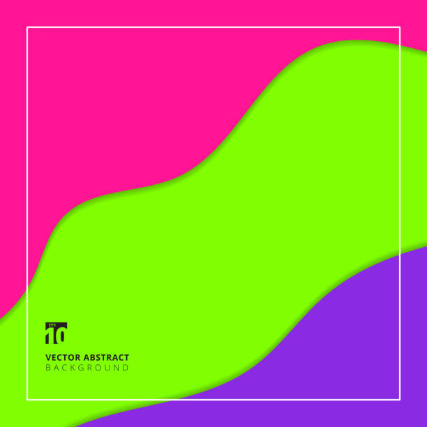istock Abstract paper cut wave layer green, purple and pink color background. 1090732076