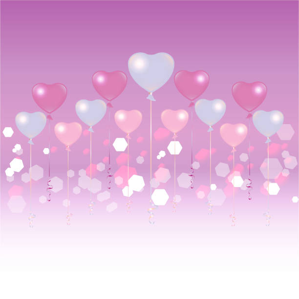 Palloncini Azzurri E Rosa Di San Valentino Su Sfondo Rosa Chiaro - Immagini  vettoriali stock e altre immagini di Amore - iStock