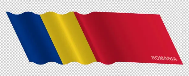 Vector illustration of Vector flag of Romania waving background