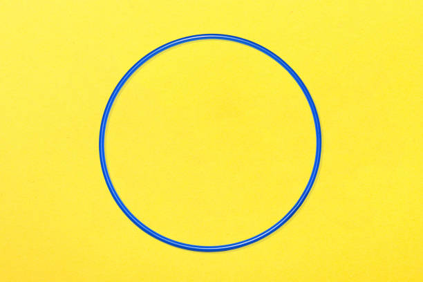The blue hula Hoop on yellow background. Sport template