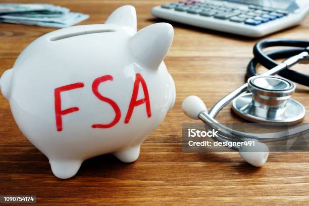 Piggy Bank With Words Flexible Spending Account Fsa Stock Photo - Download Image Now