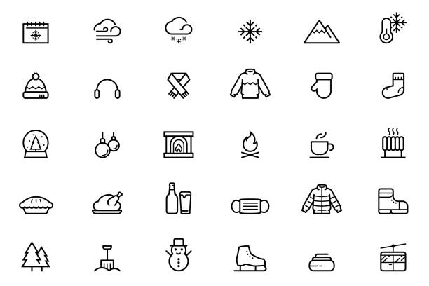 Winter Icons Winter Icons scarf wind mask stock illustrations