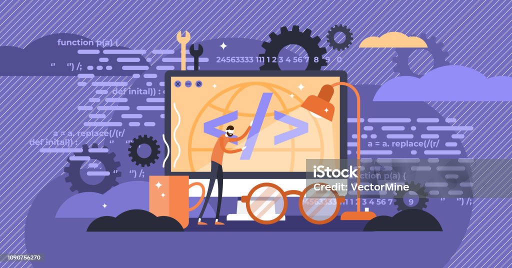 Programming Vector Illustration Flat Tiny Person Concept With It ...
