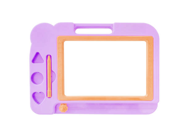 istock Closeup purple white board toy for kid with blank space isolated on white background with clipping path 1090757738