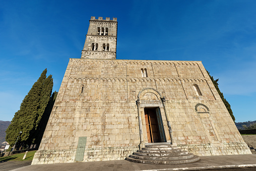 Barga Cathedral of Saint Christopher (Collegiata di San Cristoforo) in Romanesque style, X century, Lucca province, Tuscany, Italy, Europe