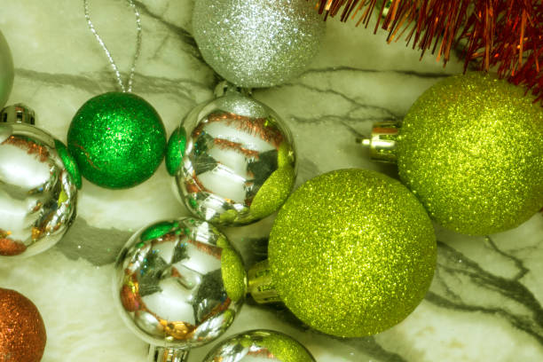 istock Round decorating Christmas metallic balls 1090765614