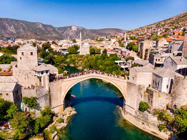 istock Aerial view of Mostar Bridge 1090767912