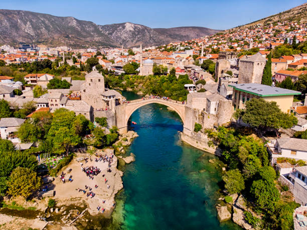 istock Aerial view of Mostar Bridge 1090767954