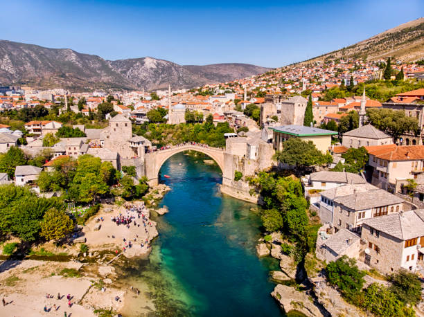 istock Aerial view of Mostar Bridge 1090767956