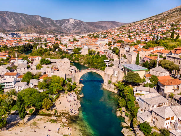 istock Aerial view of Mostar Bridge 1090767970